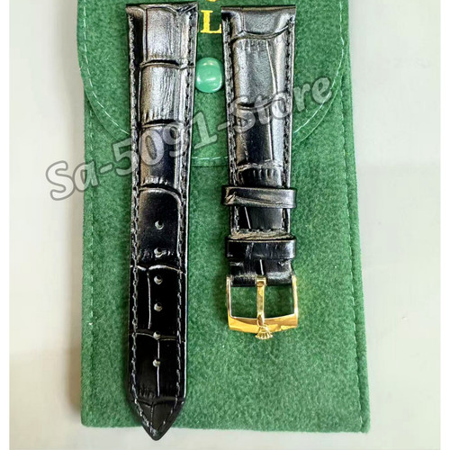 Rolex black leather watch - rolex,
