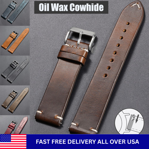 Vintage leather watch band - leather,