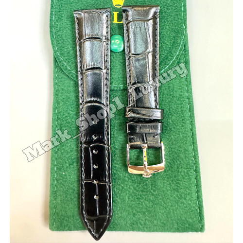 Rolex black leather watch band - leather,