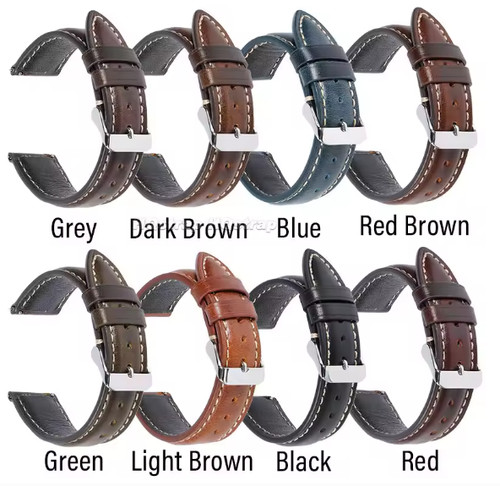 Leather watch strap 22mm - leather,
