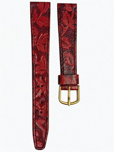 14mm red leather watch strap - red,